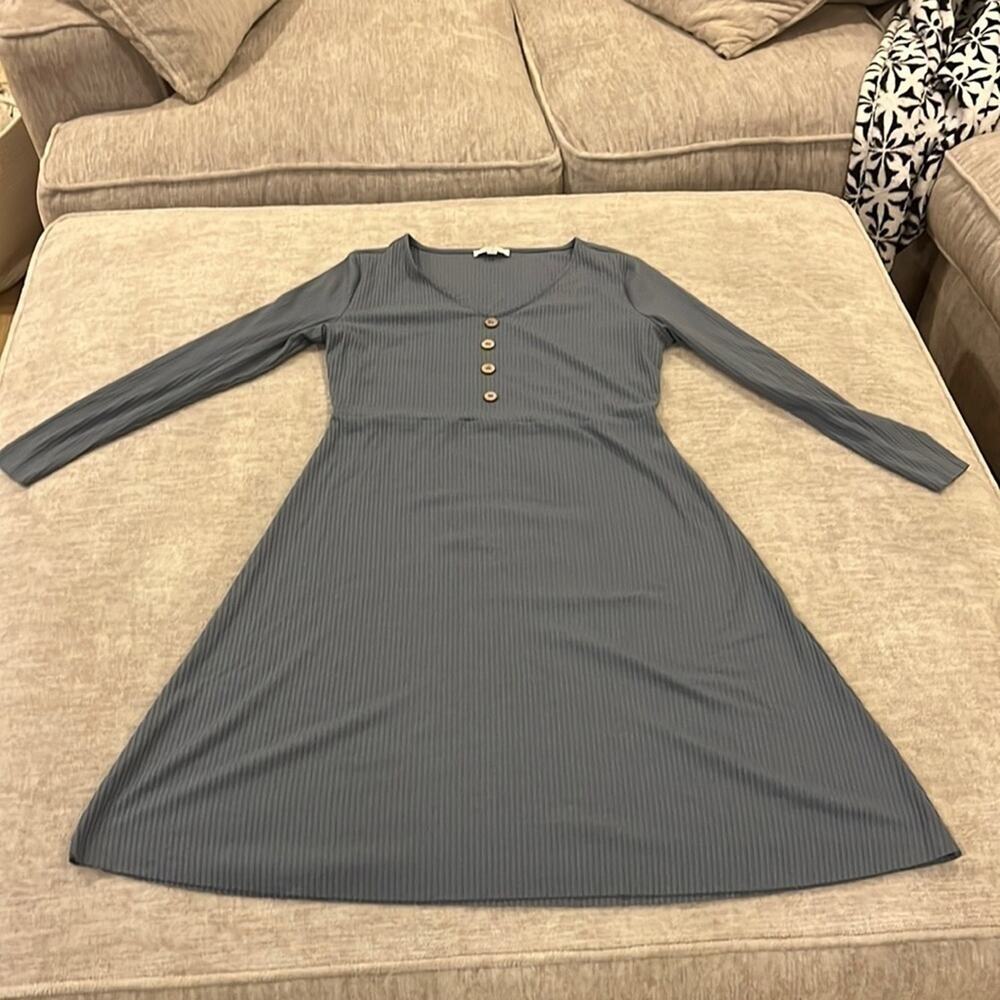 Bailey's Blossoms Viola Button Front ribbed dress storm blue - Picture 2 of 5